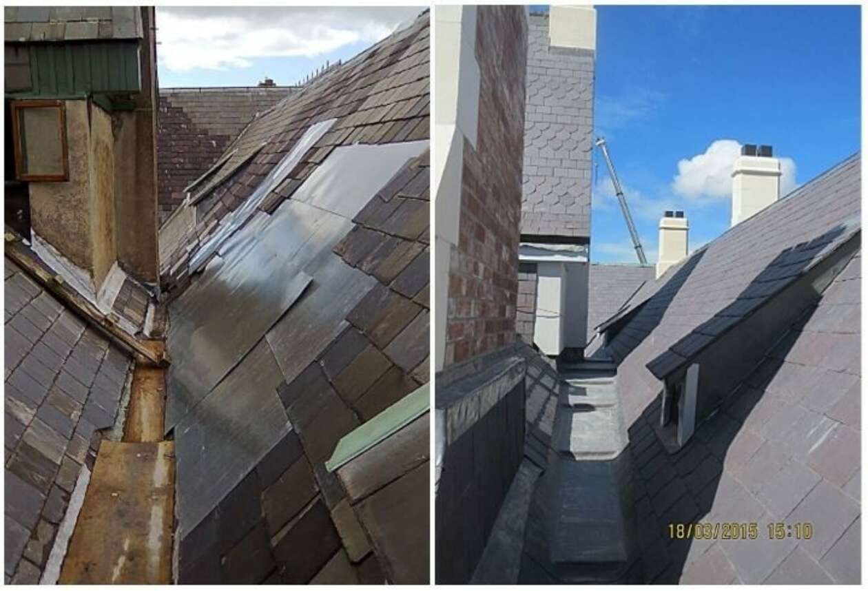 Figure 4 - Before and after works (External guttering Clock Tower 2015)